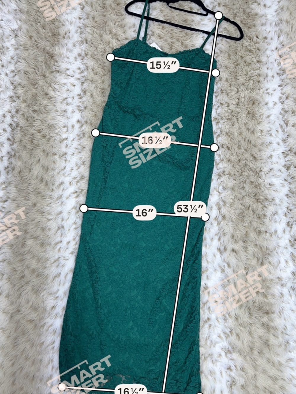 Forest Green Lace Pencil Skirt Dress with Spaghetti Straps - Picture 2 of 5